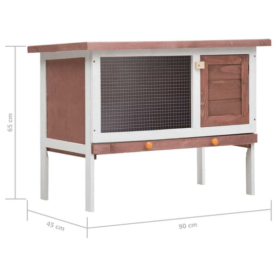 Outdoor Rabbit Hutch 1 Layer Brown Wood