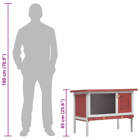 Outdoor Rabbit Hutch Layer Wood with size comparison, featuring durable mesh for rabbit safety and exercise.