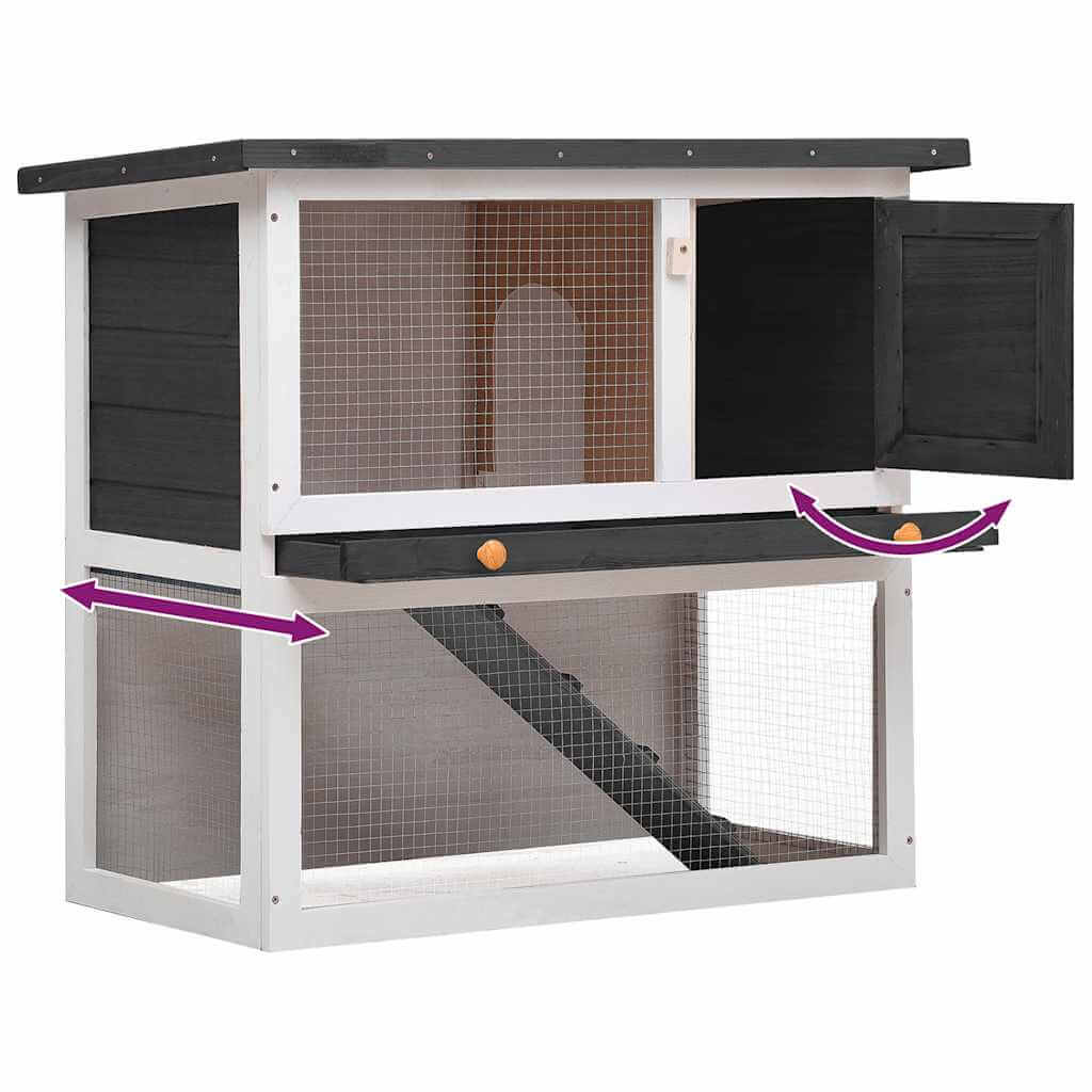 Outdoor Rabbit Hutch  Door  Wood with spacious design for rabbits, featuring secure wire mesh and multiple access doors.