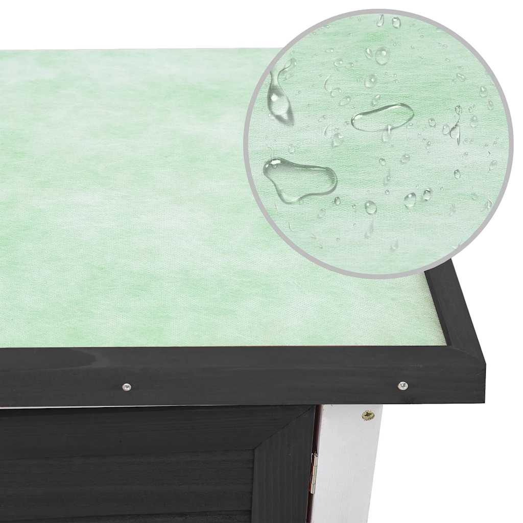 Outdoor Rabbit Hutch Door Wood durable waterproof top surface with droplets, ensuring protection for rabbits.