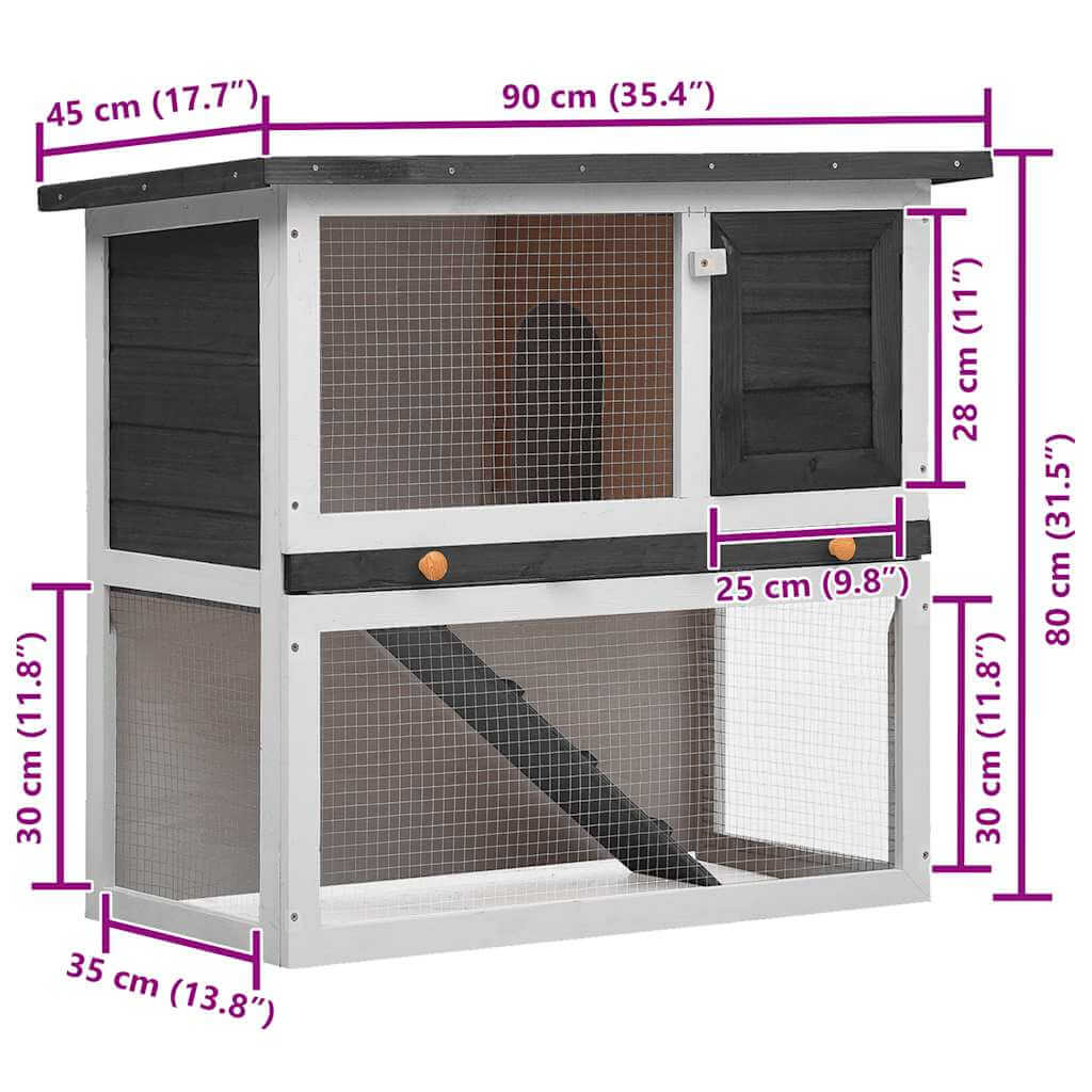Outdoor Rabbit Hutch  Door  Wood features multiple coziness areas for pets with an accessible ramp and secure mesh.