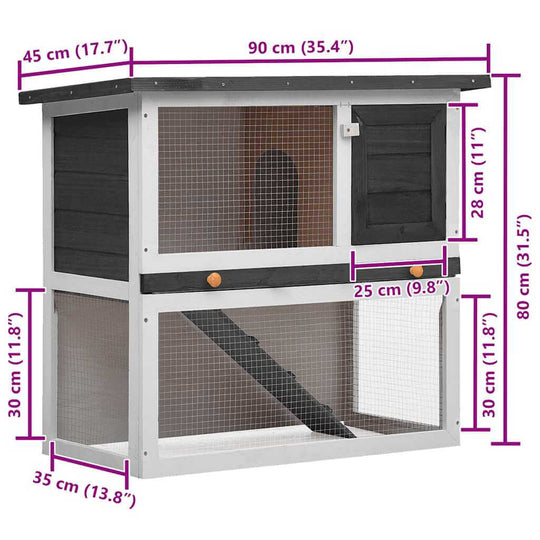 Outdoor Rabbit Hutch  Door  Wood features multiple coziness areas for pets with an accessible ramp and secure mesh.