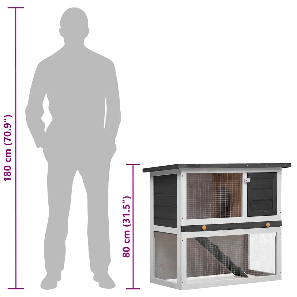 Outdoor Rabbit Hutch  Door  Wood with dimensions and contrast of human silhouette for size reference.