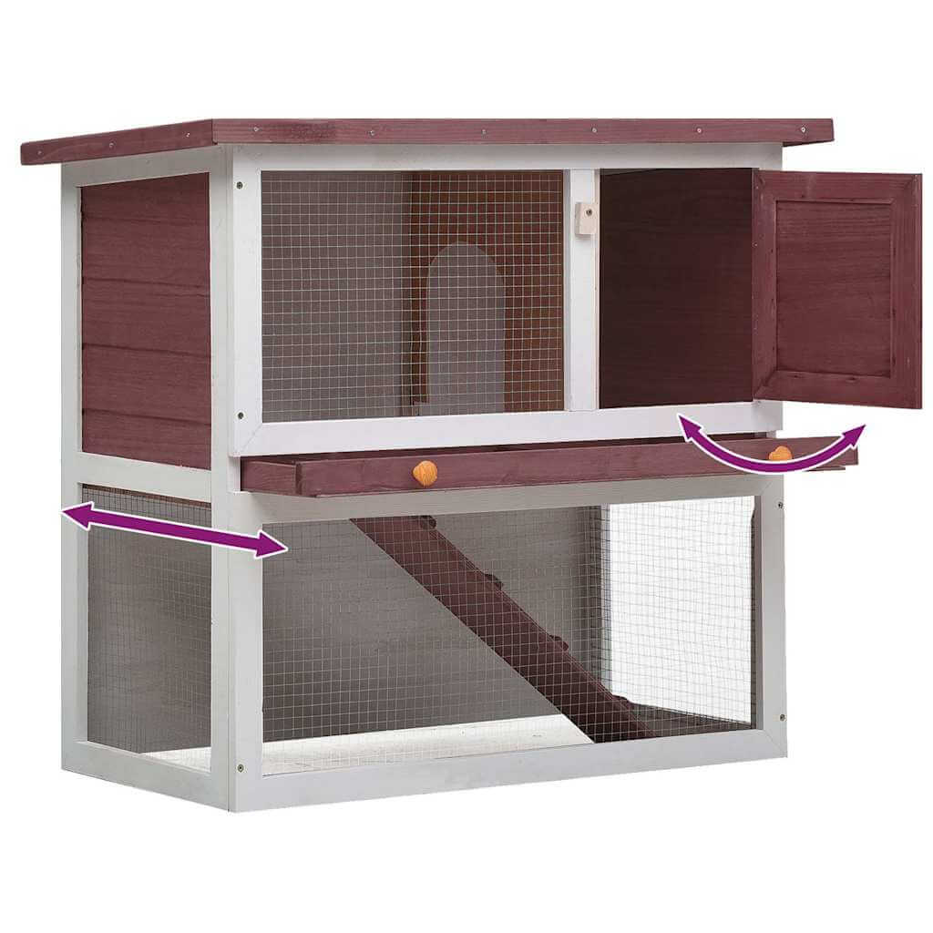 Outdoor Rabbit Hutch Door Wood with spacious play area and secure iron wire mesh
