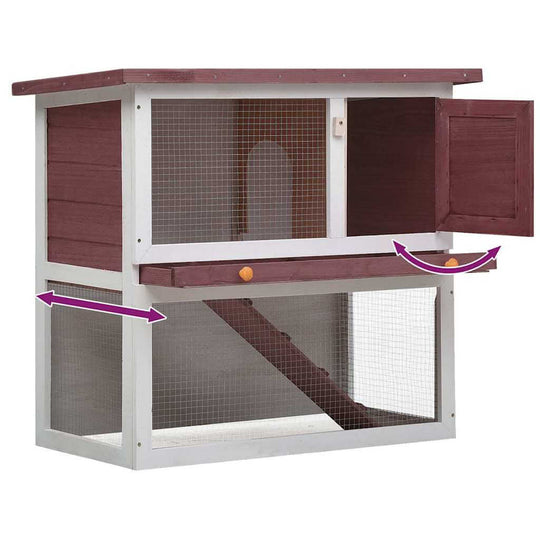 Outdoor Rabbit Hutch Door Wood with spacious play area and secure iron wire mesh