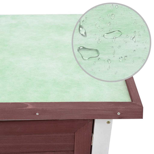 Top view of Outdoor Rabbit Hutch Door Wood showing its waterproof roof and quality construction.