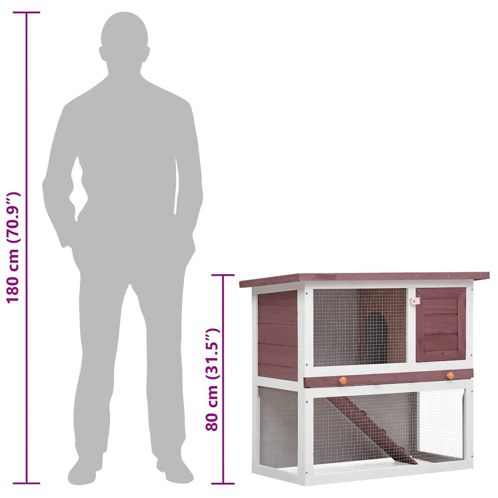Outdoor Rabbit Hutch Door Wood with size comparison to human figure for small animals
