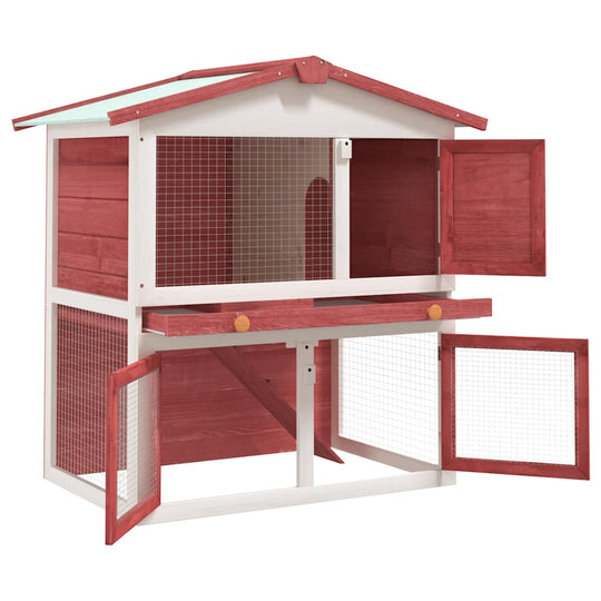Outdoor Rabbit Hutch 3 Doors Wood with spacious design and multiple access doors for easy pet care.