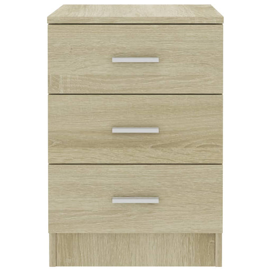 Bedside cabinet in Sonoma oak finish with three drawers, made of engineered wood, perfect for ample storage and classic charm.