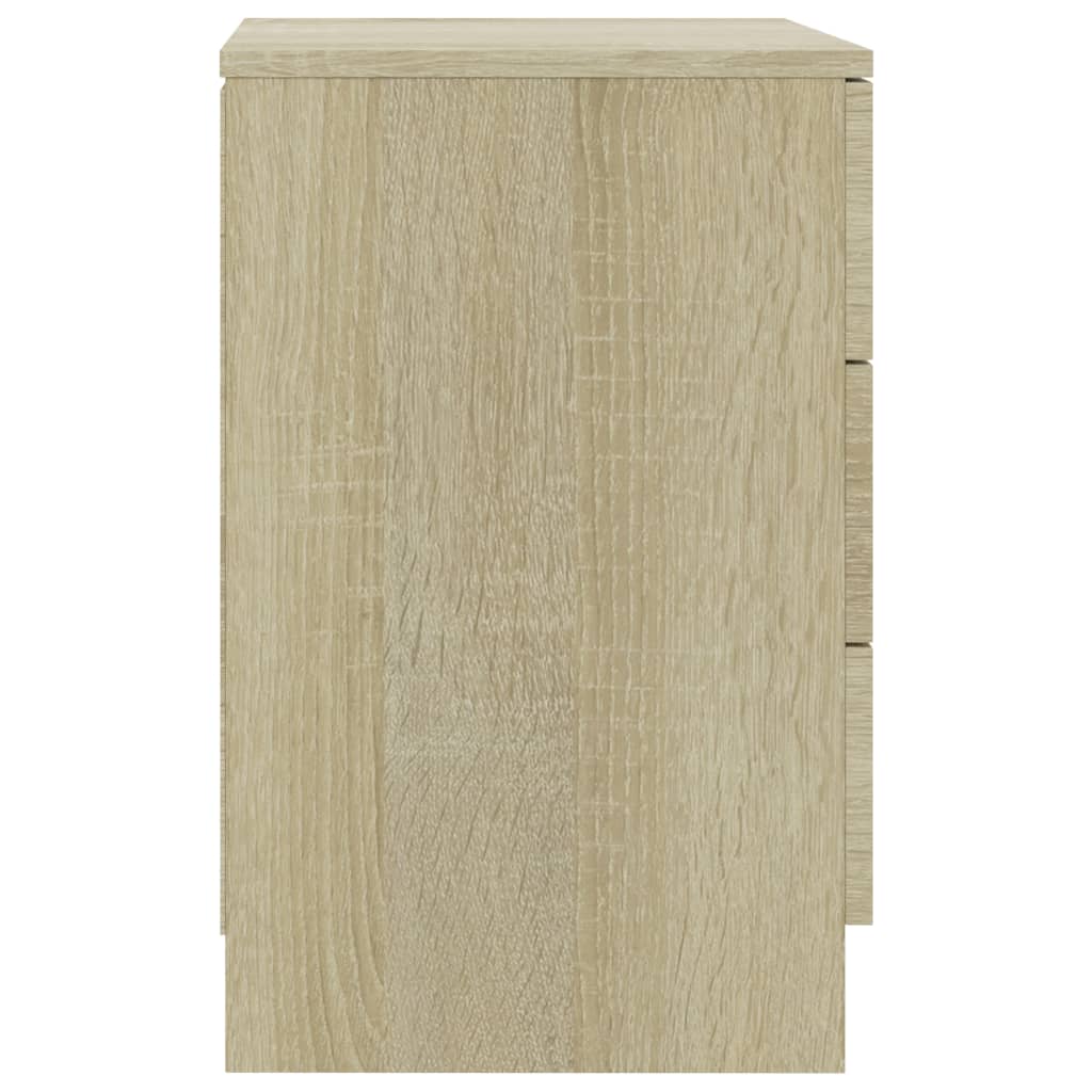 Bedside cabinet in Sonoma oak finish, featuring three drawers for storage, made from durable engineered wood.