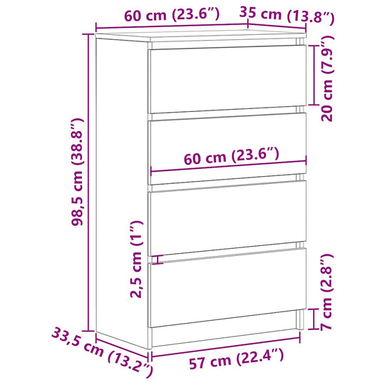 Sideboard Black 60x35x98.5 cm Engineered Wood