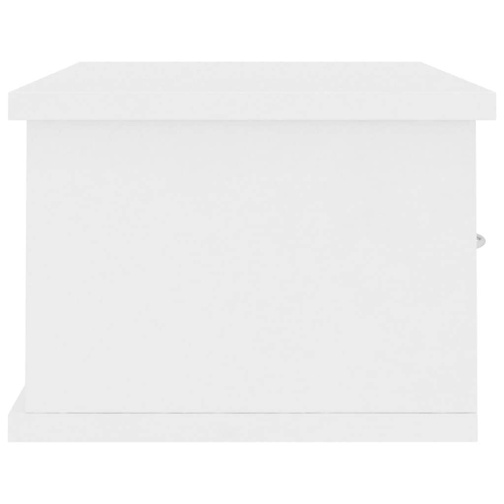 White wall-mounted drawer shelf, versatile storage cabinet for home organization, perfect for displaying decor.