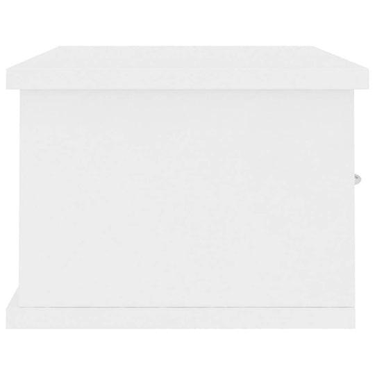 White wall-mounted drawer shelf, versatile storage cabinet for home organization, perfect for displaying decor.