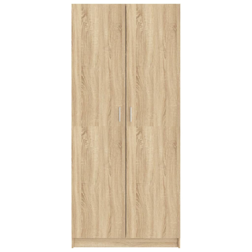 Wardrobe Sonoma Oak 80x52x180 cm Engineered Wood front view with two doors and a natural wood finish.
