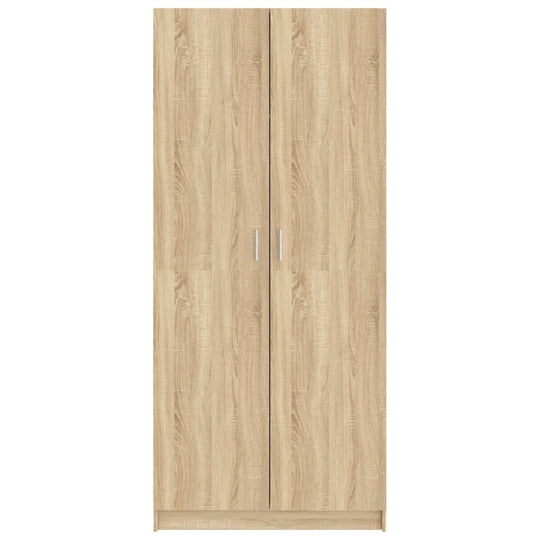 Wardrobe Sonoma Oak 80x52x180 cm Engineered Wood front view with two doors and a natural wood finish.