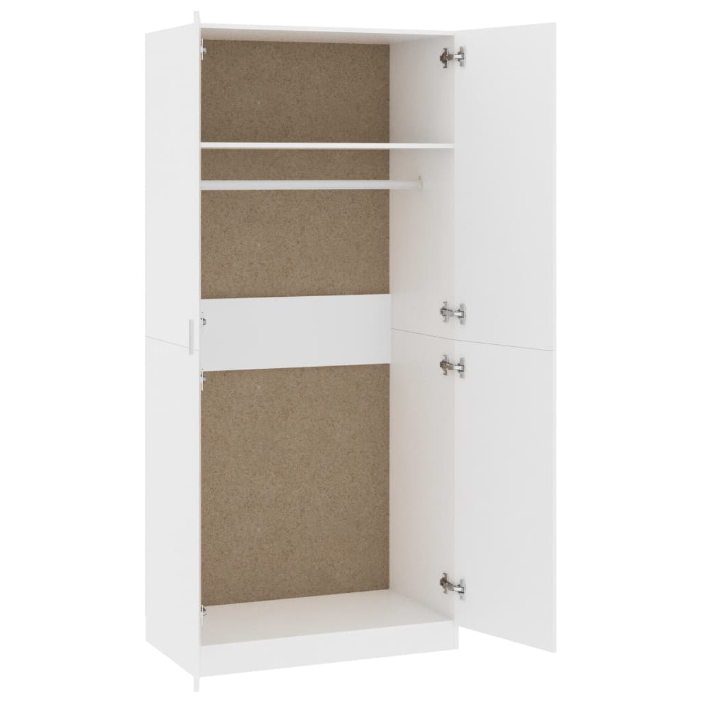 Wardrobe 90x52x200 cm in engineered wood with hanging rod and shelves, ideal for home storage in outdoor living spaces.