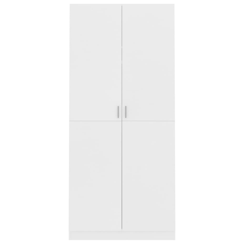 Compact white wardrobe made of engineered wood for home storage, ideal for organizing clothes in outdoor patio or garden furniture spaces.