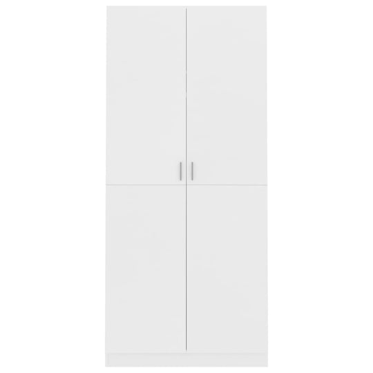 Compact white wardrobe made of engineered wood for home storage, ideal for organizing clothes in outdoor patio or garden furniture spaces.