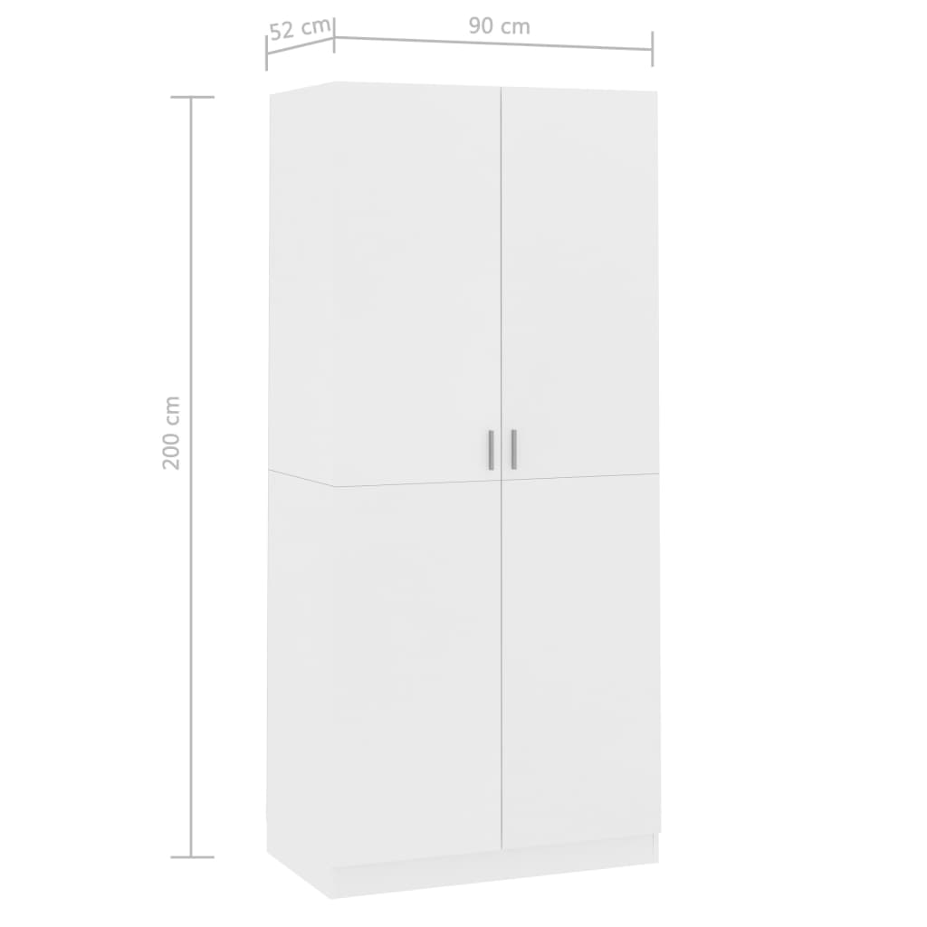 Compact 90x52x200 cm engineered wood wardrobe for home furniture, ideal for outdoor living spaces and patio use.