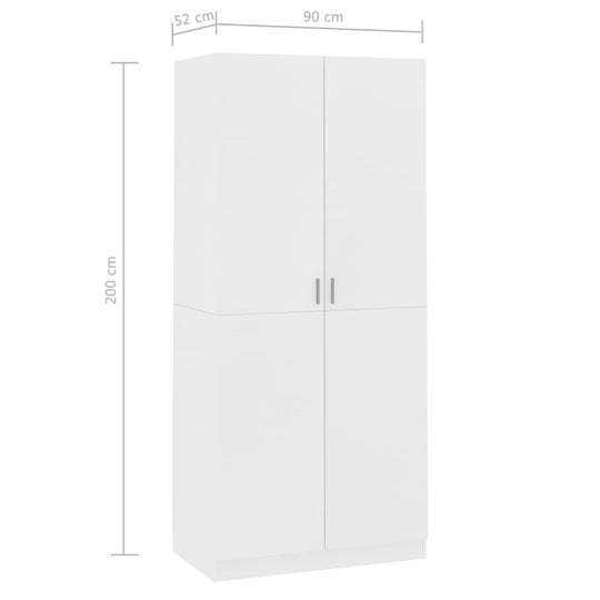 Compact 90x52x200 cm engineered wood wardrobe for home furniture, ideal for outdoor living spaces and patio use.