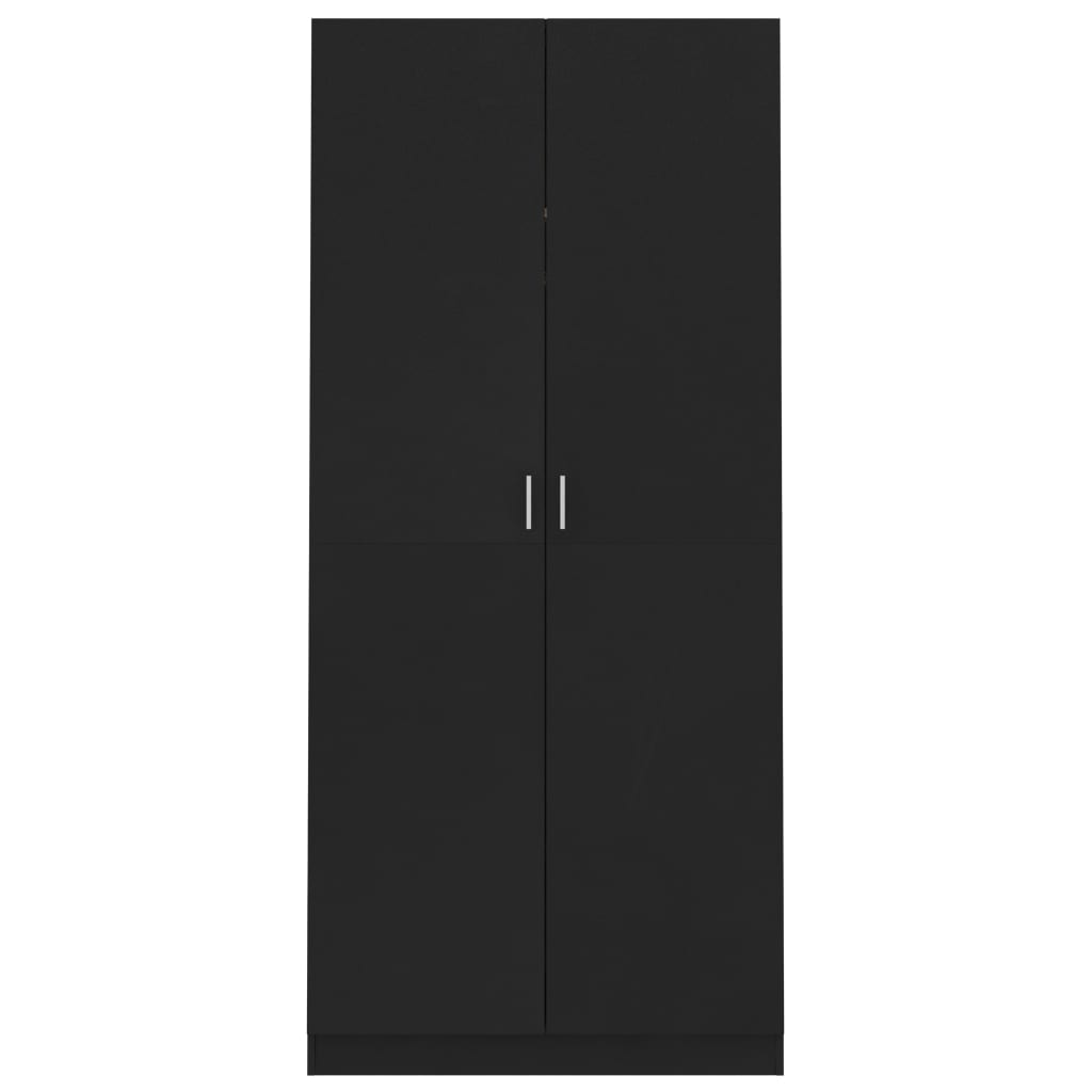 Black engineered wood wardrobe 90x52x200 cm for home and garden furniture storage solution.