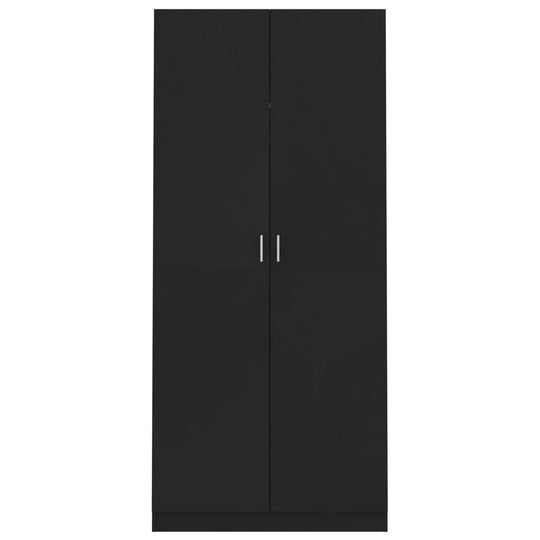 Black engineered wood wardrobe 90x52x200 cm for home and garden furniture storage solution.