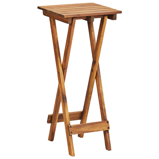 Folding wooden plant stand made of solid acacia wood, perfect for displaying flowers and outdoor furniture.