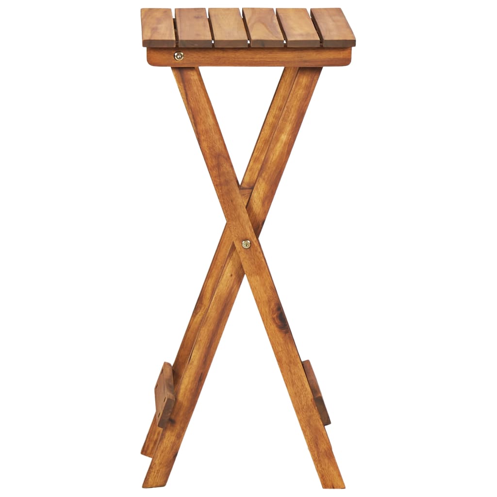 Solid acacia wood plant stand in natural finish, perfect for displaying flowers and outdoor furniture decor.