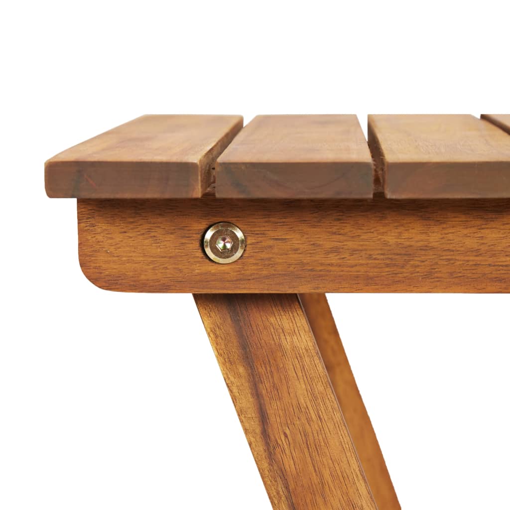Close-up of a solid acacia wood plant stand showcasing its slatted top and sturdy construction details.