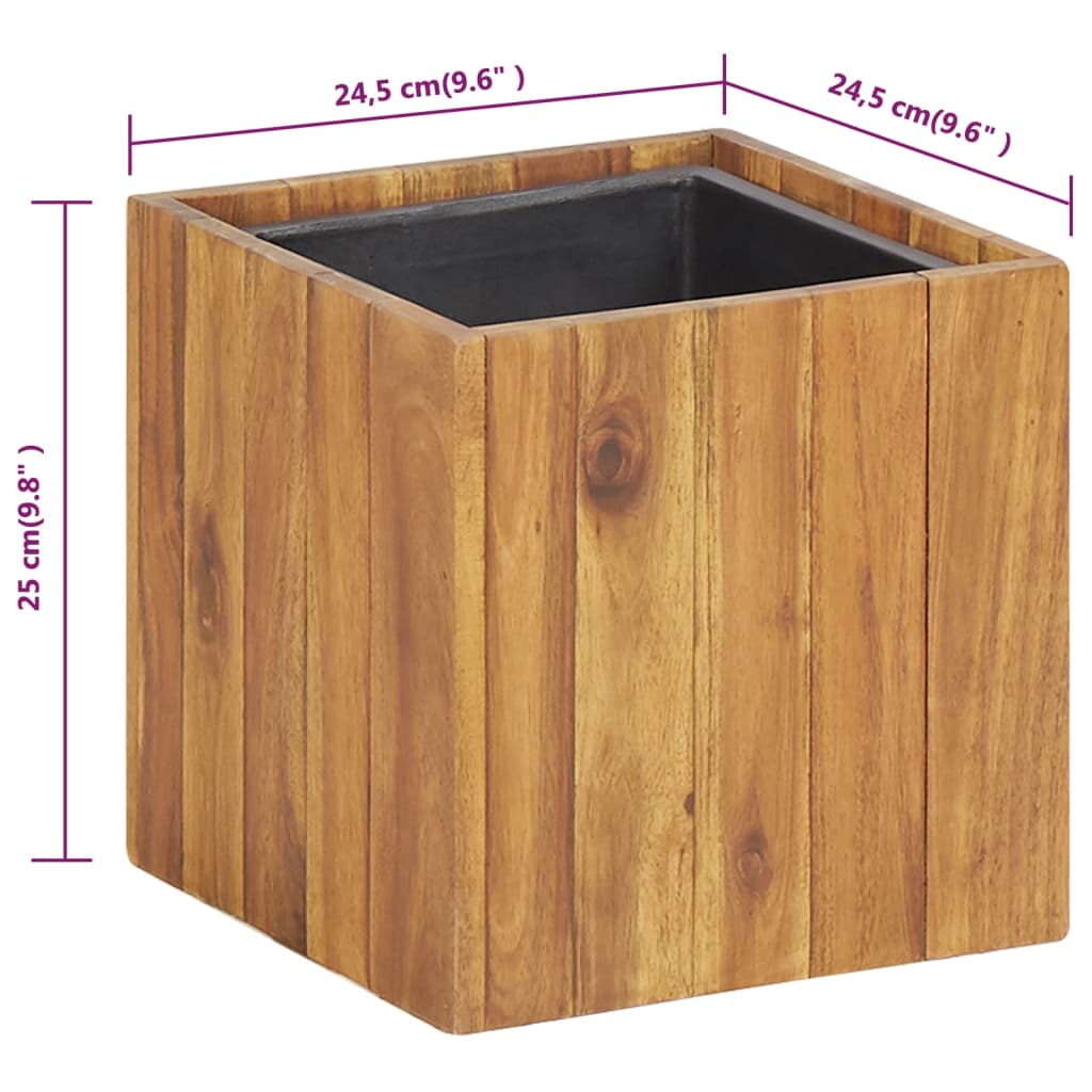 Garden raised bed pot 24.5x24.5x25 cm in solid acacia wood, perfect for outdoor use and DIY decoration.