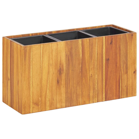 Garden Raised Bed with 3 Pots Solid Acacia Wood , Home & Garden -> Lawn & Garden -> Gardening -> Pots & Planters , brown,Durable,eligant,Gardening -,Home & Garden -,Lawn & Garden -,Modern Design,new-305021,Pots & Planters,Wooden Furniture