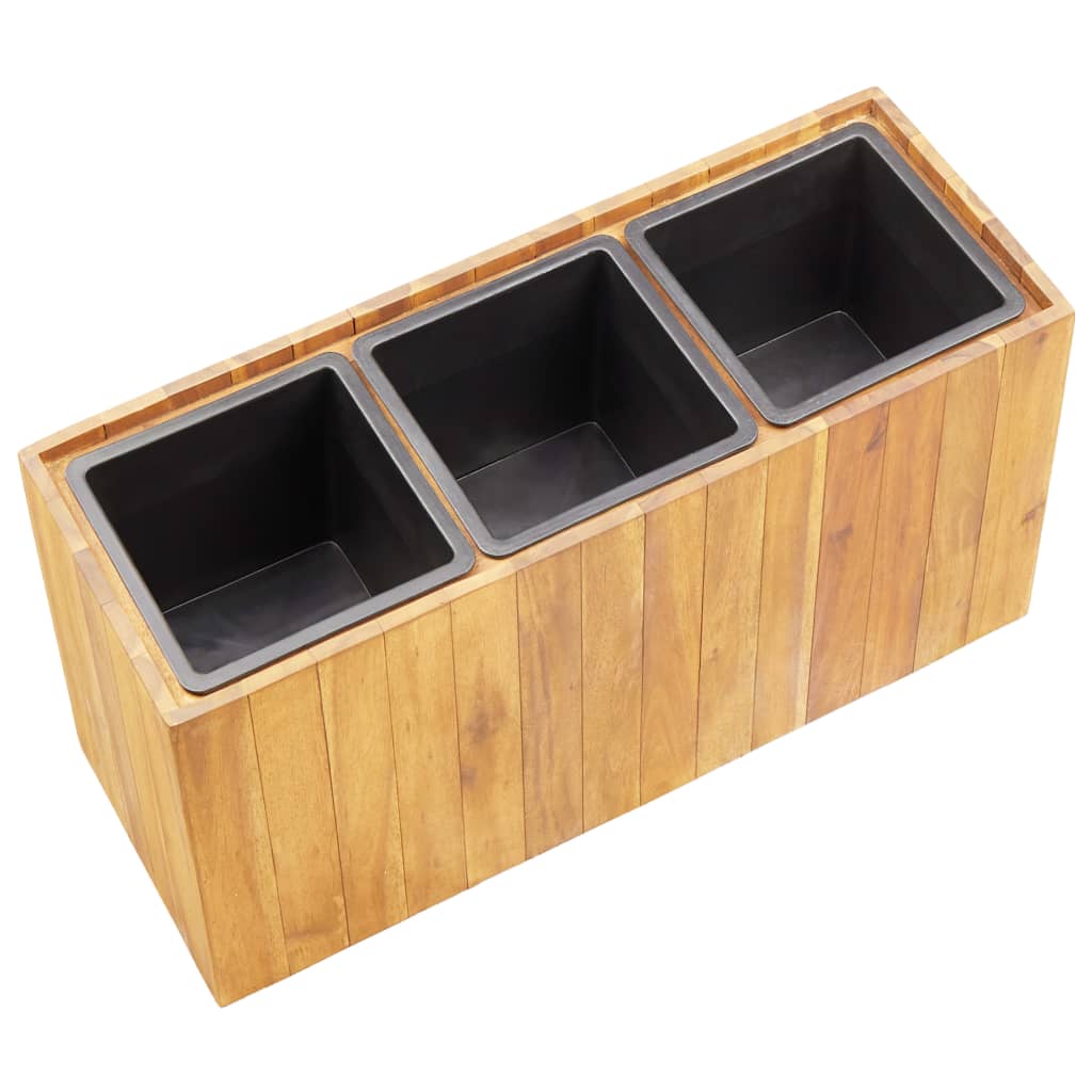 Garden Raised Bed with 3 Pots Solid Acacia Wood , Home & Garden -> Lawn & Garden -> Gardening -> Pots & Planters , brown,Durable,eligant,Gardening -,Home & Garden -,Lawn & Garden -,Modern Design,new-305021,Pots & Planters,Wooden Furniture