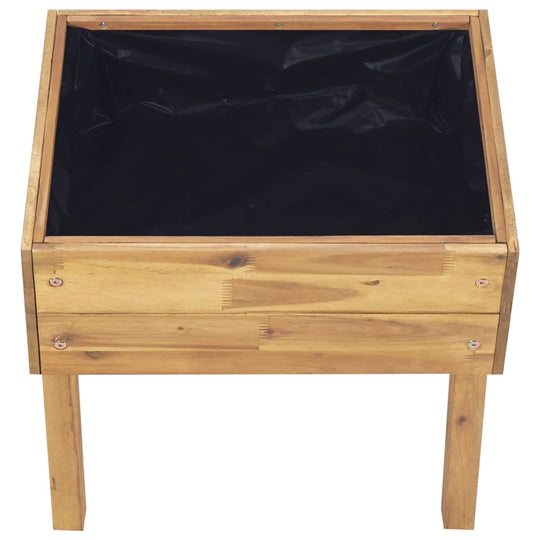 Raised garden planter in solid acacia wood with PVC liner, ideal for growing flowers and plants outdoors.