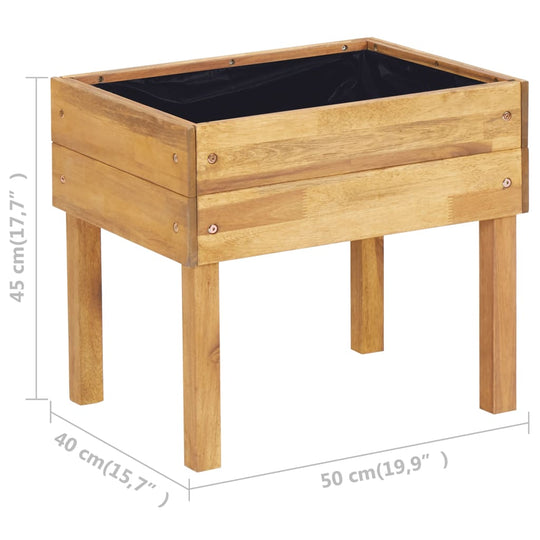 Raised garden planter made of solid acacia wood, dimensions 50x40x45 cm, perfect for DIY gardening.