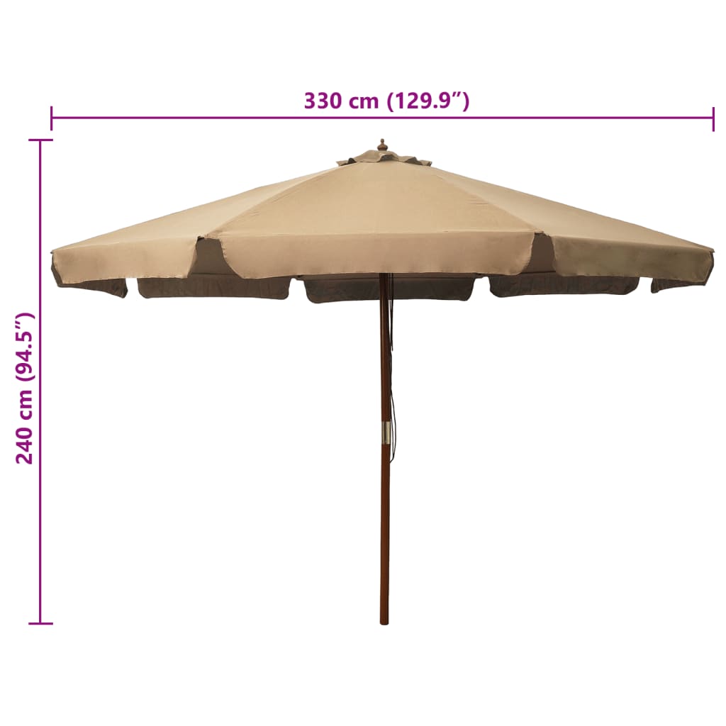 Outdoor Parasol with Wooden Pole 330 cm