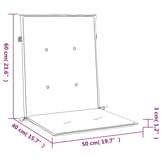 VidaXL Garden Lowback Chair Cushions 4 pcs  Oxford Fabric