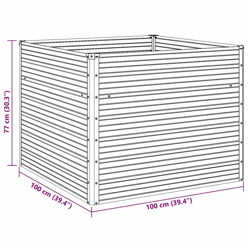 Raised Garden Bed 100x100x77 cm Galvanised Steel