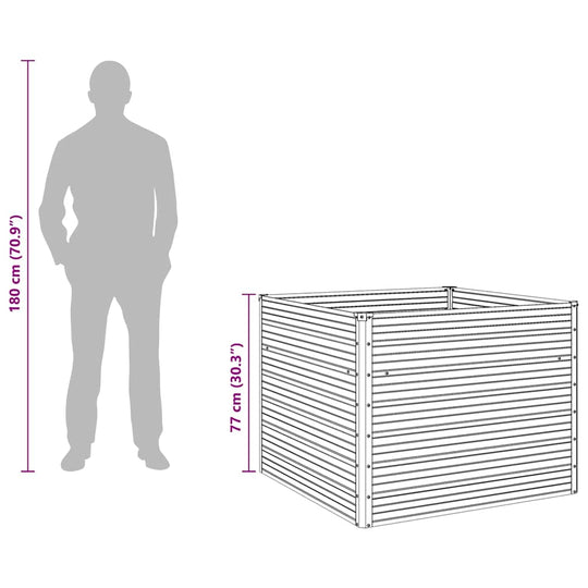 Raised Garden Bed 100x100x77 cm Galvanised Steel