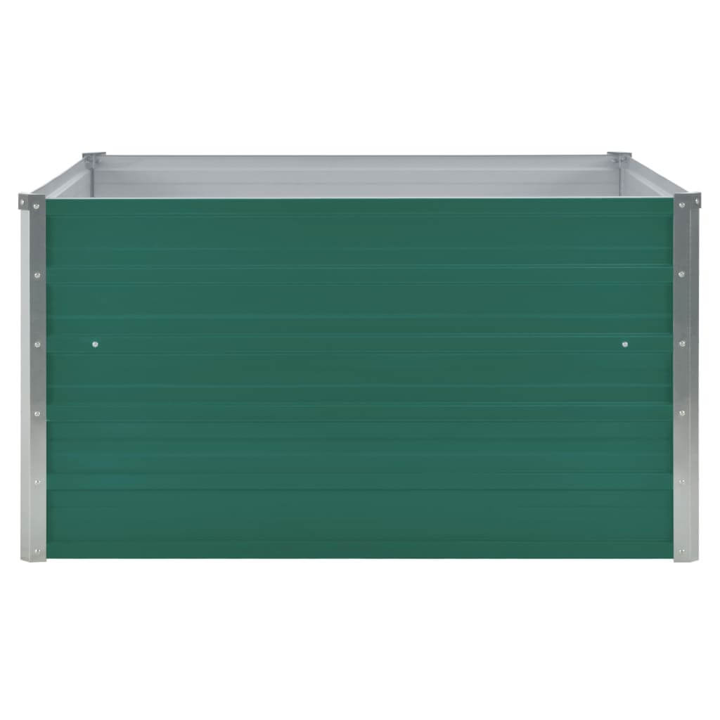 Raised garden bed made of durable galvanised steel, 100x100x45 cm, in green, designed for optimal drainage and plant growth.