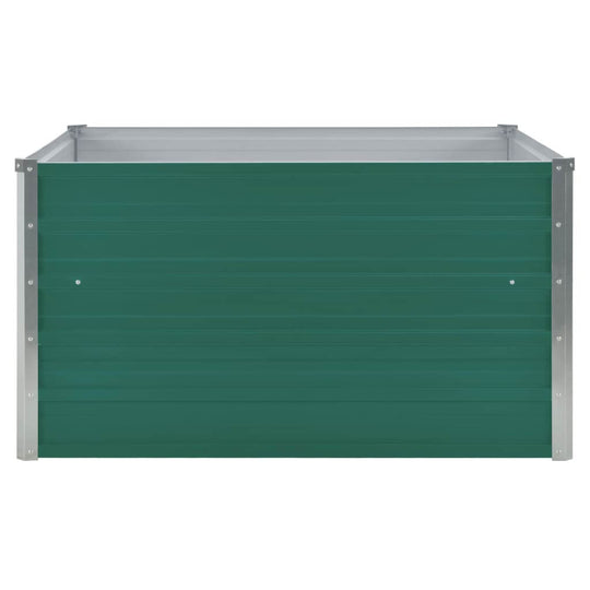 Raised garden bed made of durable galvanised steel, 100x100x45 cm, in green, designed for optimal drainage and plant growth.