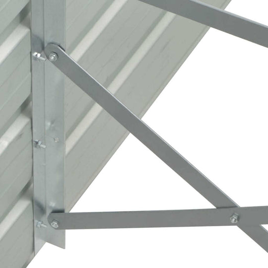 Close-up of galvanised steel frame support for garden raised bed, showcasing heavy-duty construction and durability.