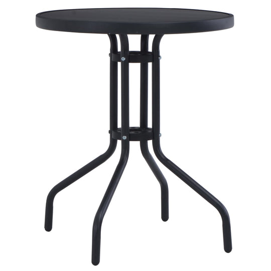 Garden Table Black 80 cm Steel and Glass