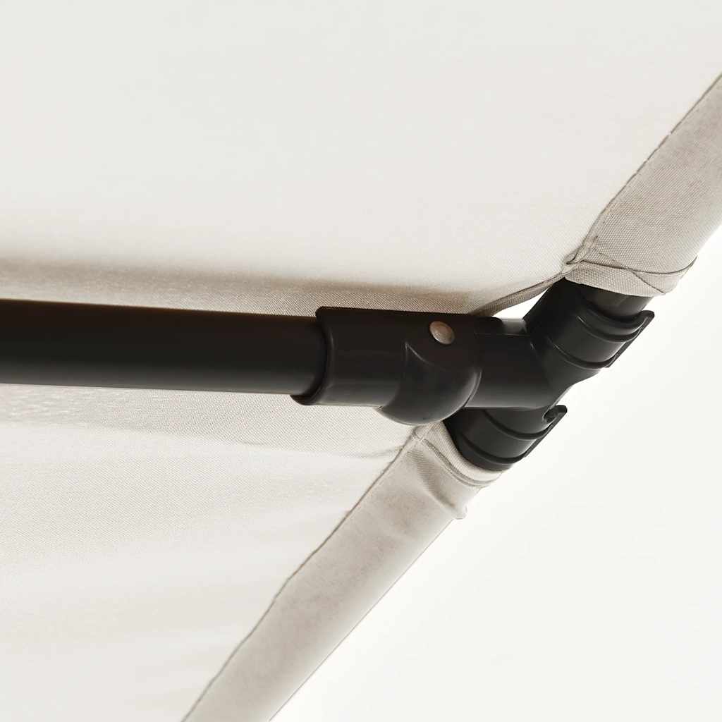 Close-up of the black connector on the aluminium pole of a garden parasol, showcasing its durable construction and design.