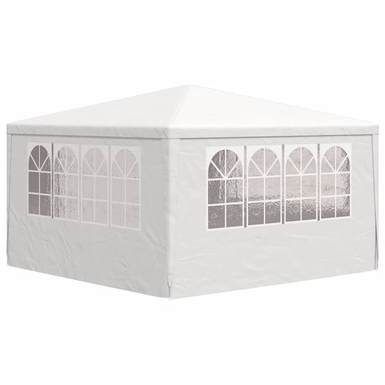Professional Party Tent with Side Walls 4x4 m 90 g/m? in white, showcasing UV- and water-resistant polyethylene material, ideal for outdoor events.
