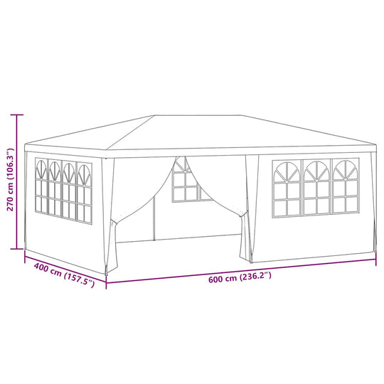 Diagram of Professional Party Tent with Side Walls 4x6 m 90 g/m², showing dimensions and structure.