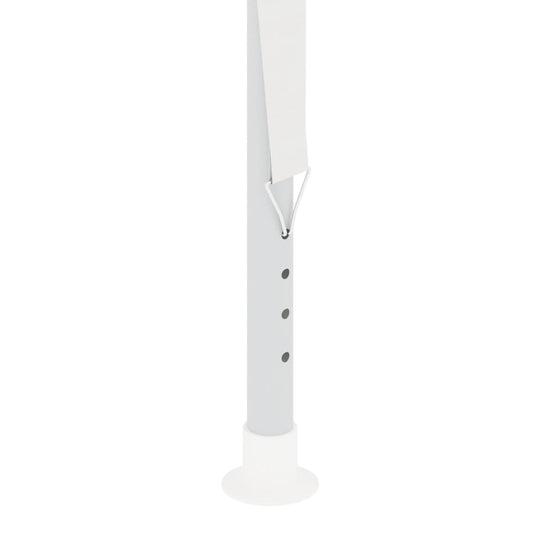 White steel pole for party tent with adjustable height and secure anchoring designed for outdoor events.