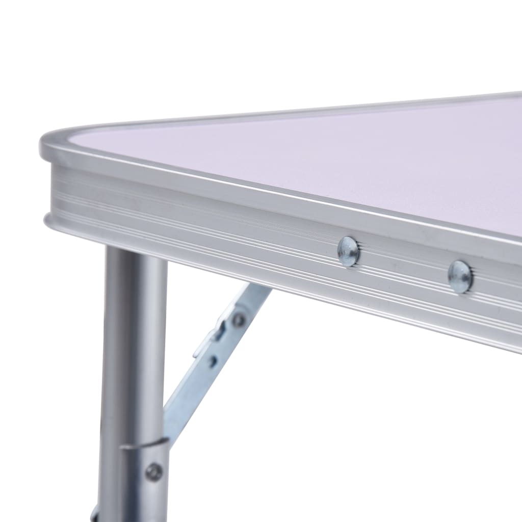 Close-up of the Folding Camping Table Aluminium 60x45 cm showing the sturdy frame and MDF top.