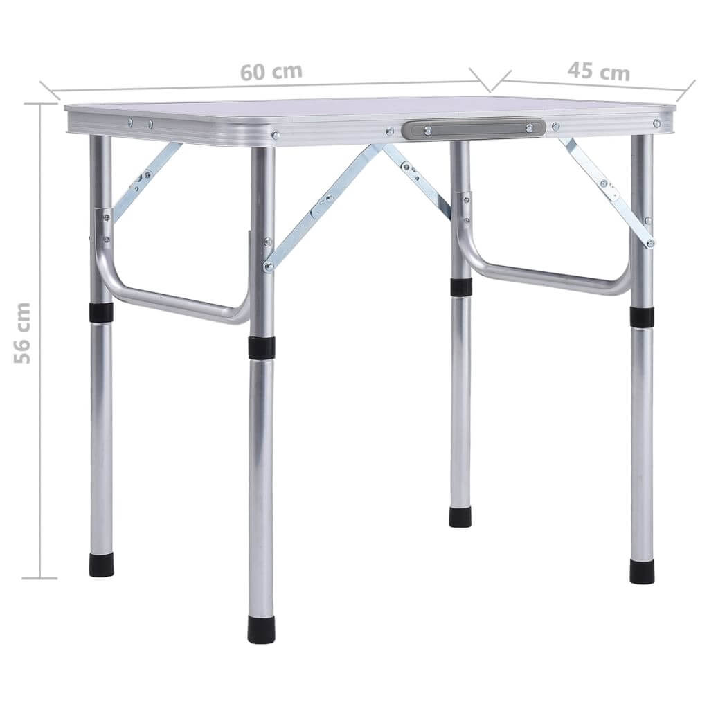 Folding Camping Table  Aluminium 60x45 cm with dimensions 60 cm x 45 cm and sturdy aluminum frame.