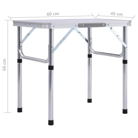 Folding Camping Table  Aluminium 60x45 cm with dimensions 60 cm x 45 cm and sturdy aluminum frame.