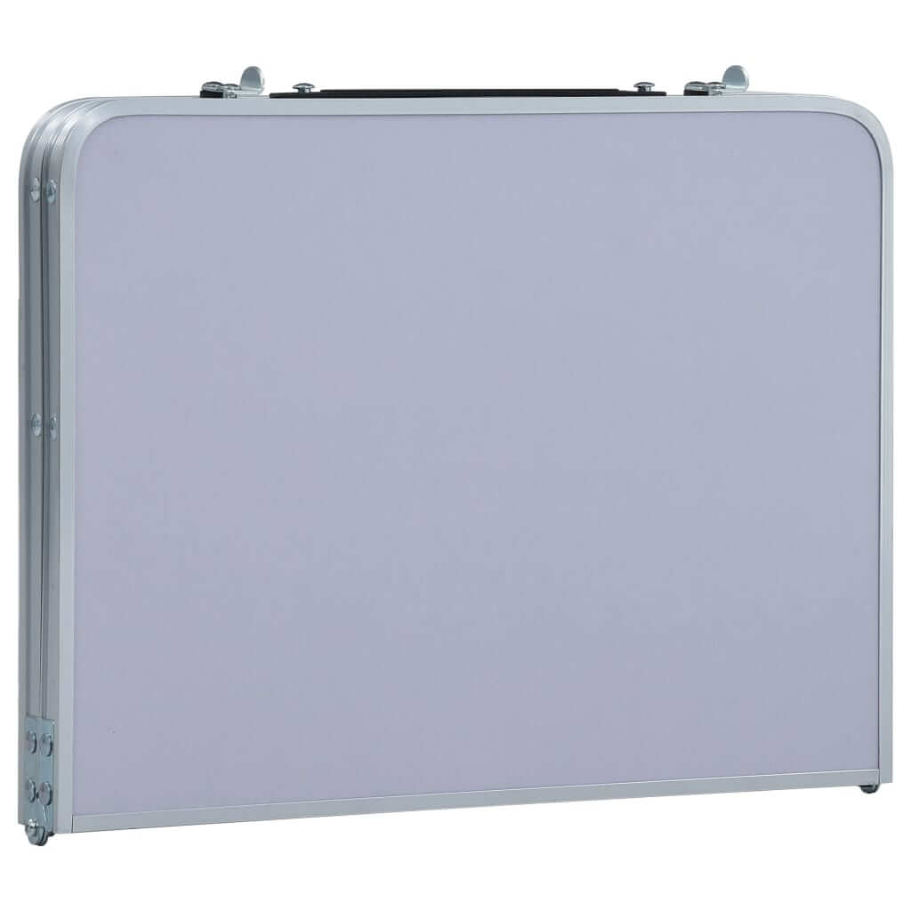 Folding Camping Table  Aluminium 60x40 cm closed for easy transport and storage.